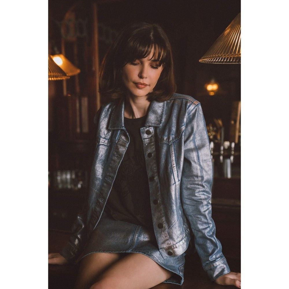 IDYLLWIND Goldfinch Denim Foiled Jacket Women's Small Miranda Lambert